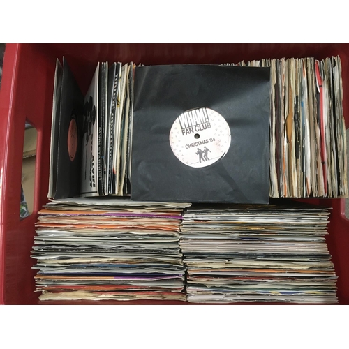 340 - A crate containing a collection of 7 inch singles and 78rpm records by various artists including Dav... 