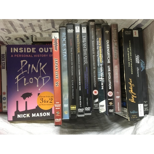 344 - A collection of mainly music DVDs plus a Nick Mason (Pink Floyd) book 'Inside Out'.
