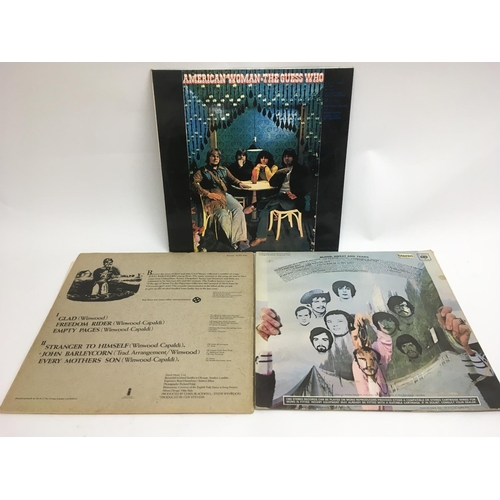 355 - Three early pressings of LPs comprising 'American Woman' by The Guess Who, 'John Barleycorn Must Die... 