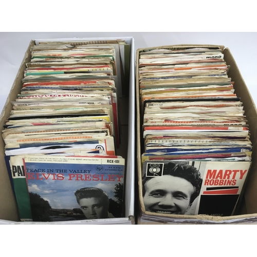 362 - Two boxes of 1950s/60s 7 inch singles and EPs including gold labels, London labels etc.