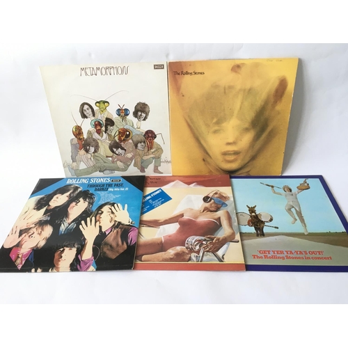 489 - Five Rolling Stones LPs comprising 'Goat's Head Soup', 'Metamorphosis' and others.