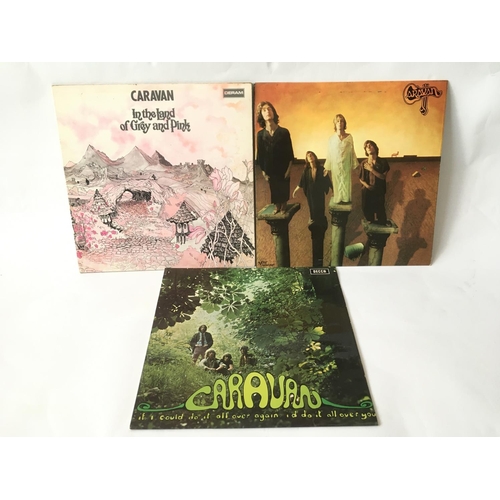 495 - Three early Caravan LPs comprising 'In The Land Of Grey And Pink', 'If I Could Do It Again I'd Do It... 