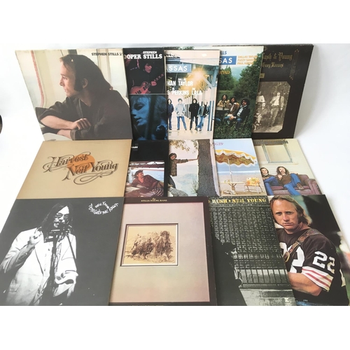 496 - A collection of Crosby, Stills, Nash & Young and related LPs.