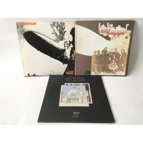 498 - Three Led Zeppelin LPs comprising Led Zep I and II (on red/plum Atlantic labels) plus 'The Soundtrac... 