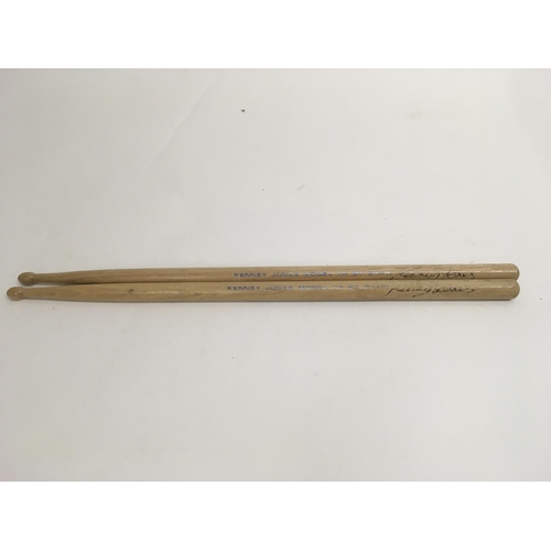 508 - A pair of signed Kenney Jones drumsticks. No provenance available, buyers must ensure they are 100% ... 