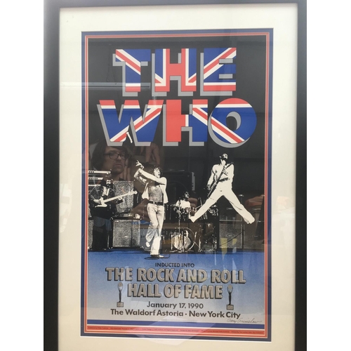 515 - A framed poster of The Who announcing their induction in to the rock and roll hall of fame on Januar... 