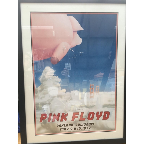 518 - A framed Pink Floyd concert poster for appearances at the Oakland Coliseum on May 9th and 10th, 1977... 