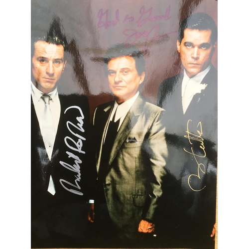 523 - A signed photographic print of the three main characters from 'Goodfellas', signed by Robert De Niro... 