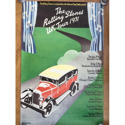 527 - A Rolling Stones 1971 UK tour poster designed by John Pasche. Rolled with light wear. Measures appro... 