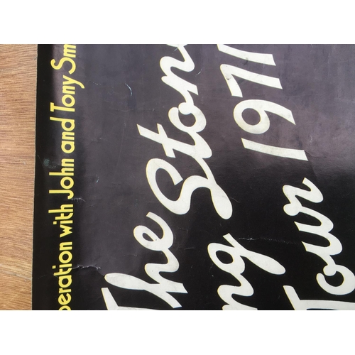 527 - A Rolling Stones 1971 UK tour poster designed by John Pasche. Rolled with light wear. Measures appro... 