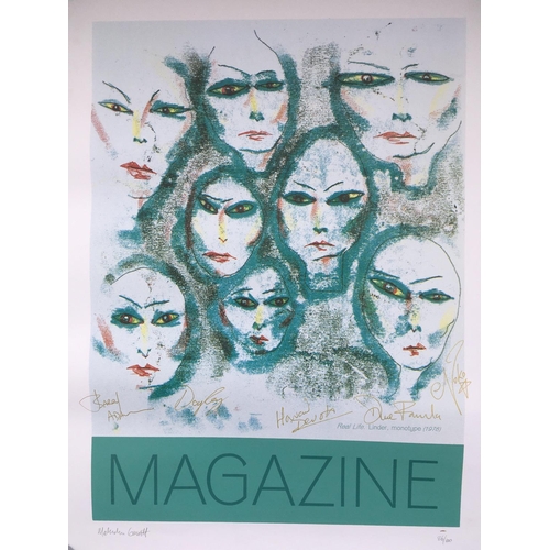 530 - A multi signed limited edition poster for the group Magazine, fully signed by band members Howard De... 