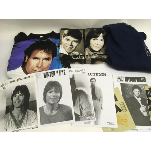 536 - A large collection of Cliff Richard memorabilia including fan club materials, CDs, DVDs, T shirts, s... 