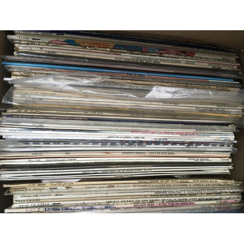 603 - Four boxes of LPs and 10 inch records including jazz titles and popular shows of the 1940s/50s and 6... 