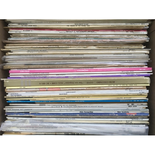 604 - Four boxes of LPs by various artists including classical and jazz titles.