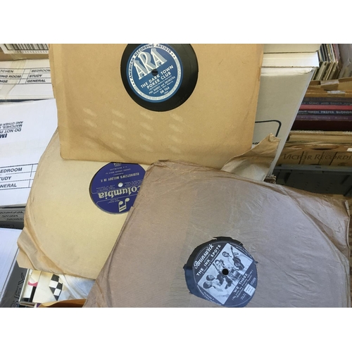 605 - Four boxes of 78 rpm 12 and 10 inch records.