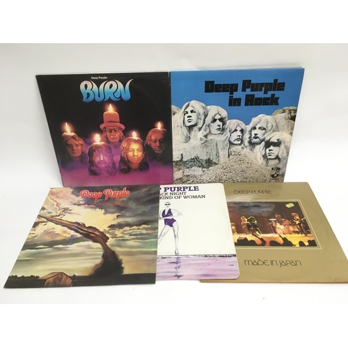 78 - Four Deep Purple LPs comprising 'Stormbringer', 'Made In Japan', 'Burn' and 'In Rock' plus a Deep Pu... 