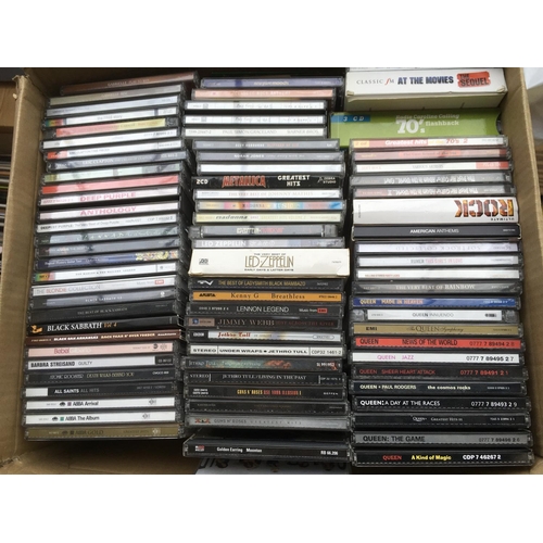 85 - A box of CDs by various artists including Deep Purple, Queen, Black Sabbath and others.