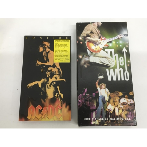 97 - Two 4CD box sets comprising 'Bonfire' by AC/DC and 'Thirty Years Of Maximum R&B' by The Who.