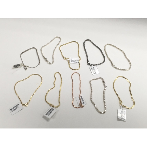 84 - Ten brand new silver and silver gilt bracelets.