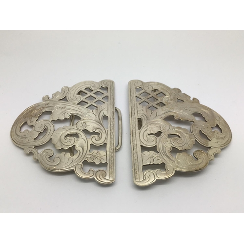 95 - A late Victorian silver belt buckle.