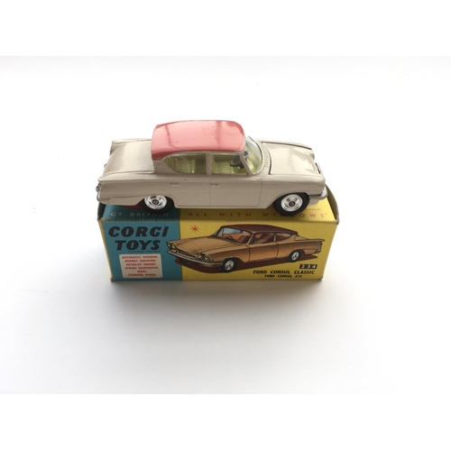 1802 - 4 boxed Corgi cars, #305 a Triumph T.R.3, #224 a Bentley Continental sports saloon, #234 a Ford Cons... 
