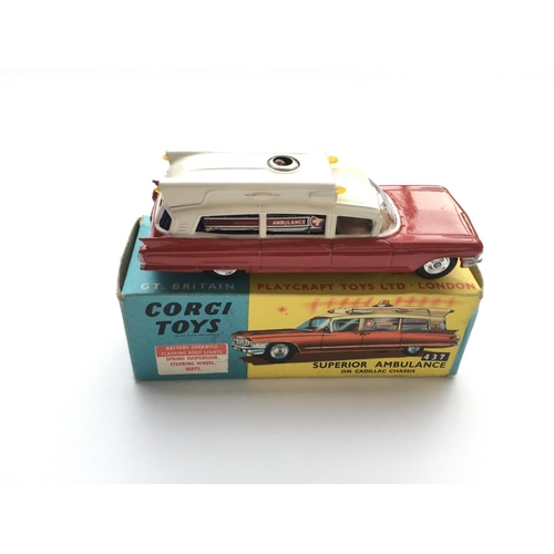 1803 - 4 boxed Corgi vehicles #181 Volkswagen, #437 Superior Ambulance,#457 E.R.F Platform Lorry, #100 Drop... 