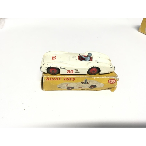 1937 - A Dinky Autobus Atlas #295,a Refuse Wagon # 252, A Surtees Ts.5 #1433, a Mercedes Benz Racing car #2... 