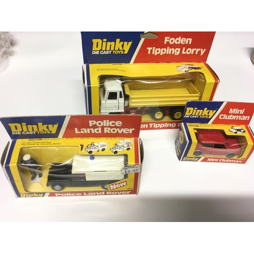 1939 - A Police Land Rover #277, a Foden Tipping lorry # 432 and a mini clubman #178. All boxed.