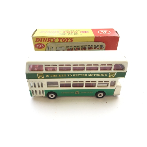 1972 - A Dinky Leyland Atlantean Bus (B.P) #293, a Leyland Atlantean Bus (Regent) #292 and a Double Deck Bu... 