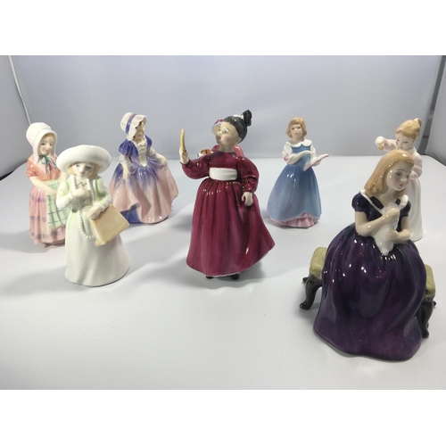 1123 - A collection of eight Royal Doulton porcelain figures including vintage small size Dinky Do Tootles ... 