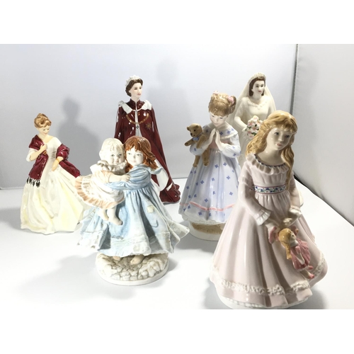 1157 - A collection of Royal Worcester Porcelain figures Three NSPCC children of the future collection Two ... 