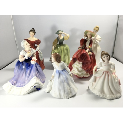 1158 - A collection of seven Royal Doulton lady figures in full length dress. No damage (7)