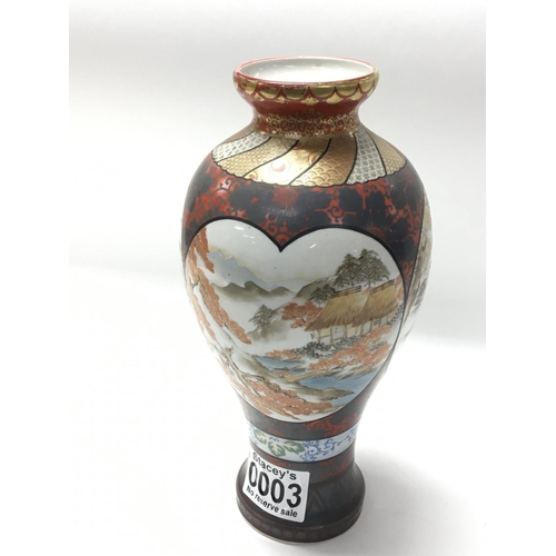 3 - A late 19th century Japanese Kutani porcelain vase decorated with panels of figures. Hight 30cm no d... 