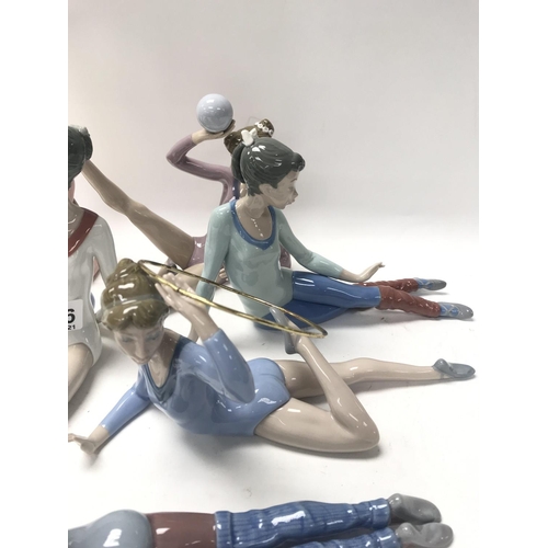 1286 - 6 Lladro porcelain gymnast figurines, all in good condition.