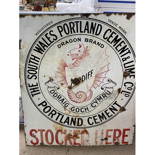 1804 - Welsh interest, a large vintage enamel sign for the South Wales Portland cement company. 92 x 104cm.