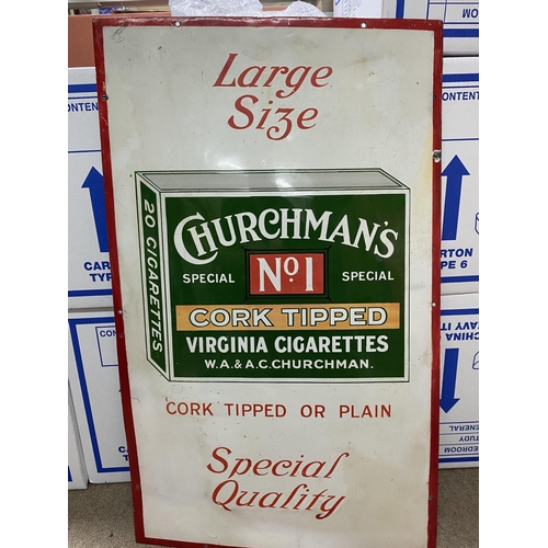 1807 - A good vintage enamelled advertising sign for Churchmans No.1 cigarettes, 45cm x 67cm.