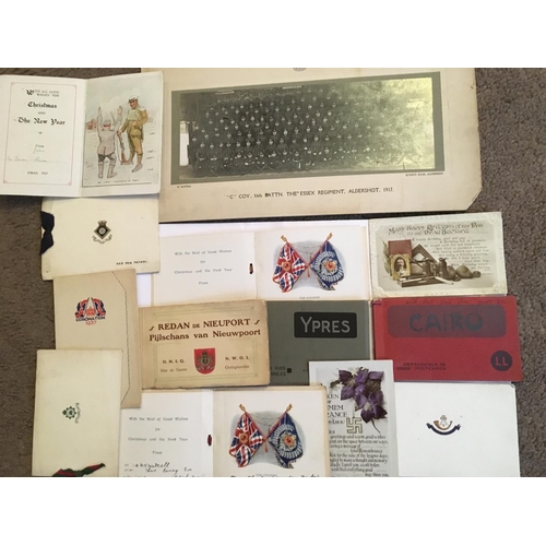 1822 - A collection of a WW1 British soldier's badges and other effects, a Princess Mary Christmas tin (no ... 