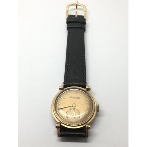 845 - A 14k gold filled Bulova watch with subsidiary dial.