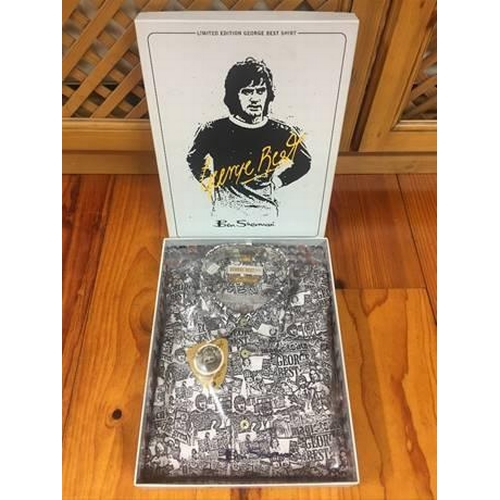 512 - Ben Sherman George Best Limited Edition Boxed Shirt: Black and grey images. Unused in original box w... 
