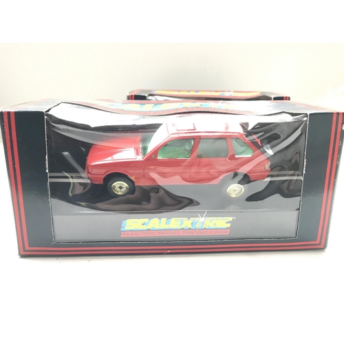 106 - 3 x boxed Scalextric Cars including Mini Ha-Ha Banger Racer #C.290. A M.G. Maestro (Limited Edition)... 