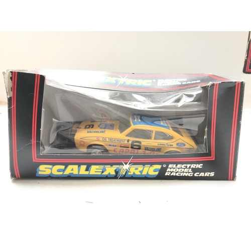 108 - 3 x Scalextric cars including Track Marshals Car #C.340. A BMW M3 #C.409 and one other boxed.