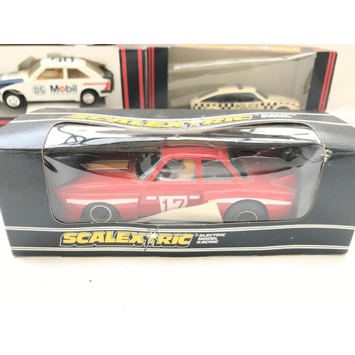 113 - 3 x Scalextric Cars including a Mobil XR3#C.376. A BMW Turbo 320 #C.128 and one other.