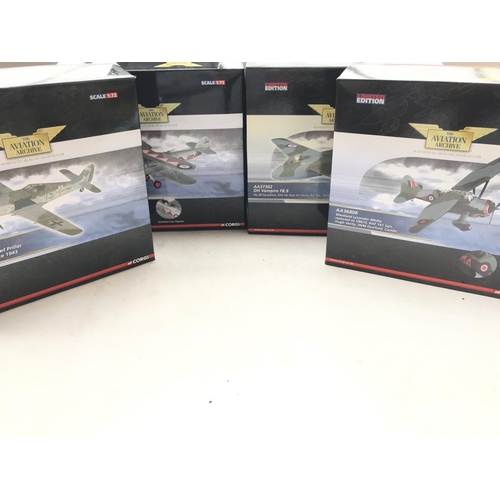 12 - A collection of four Corgi Limited Edition Aircraft. A Westland Lysander MKIIIa. A FW190 A5. A Hawke... 