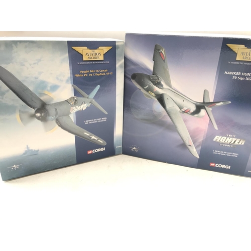 136 - A Corgi Vought F4u-1A Corsair #AA33002and a Hawker Hunter FGA9 #49801 both boxed.