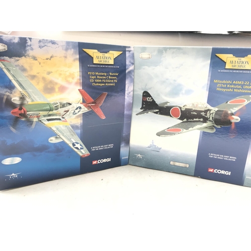 139 - A Corgi P15D Mustang #AA32203 and a Mitsubishi A6M3-22 Zero #AA33102 both boxed.