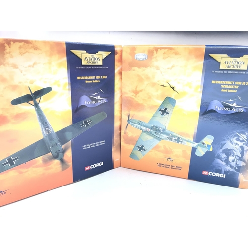 140 - A Corgi Messerschmitt 109E 7 #49203 and a Messerschmitt 109E JG #49202 both boxed.