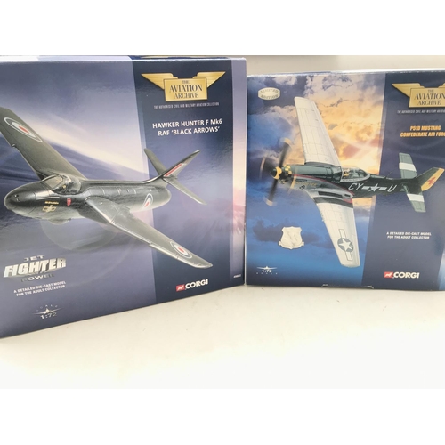 145 - A Corgi Hawker Hunter #49802 and a P15D Mustang #49303 both boxed.