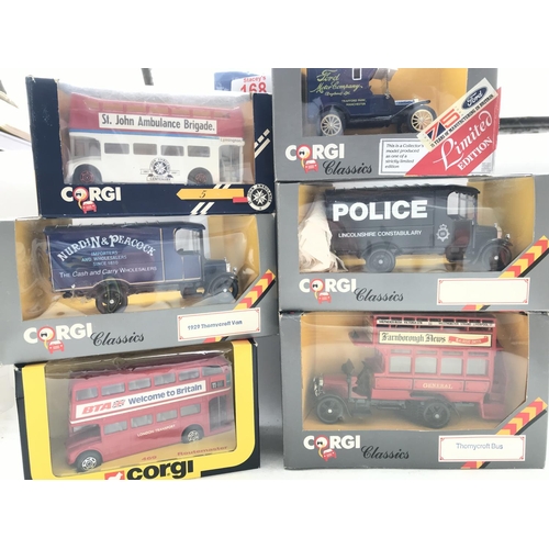 178 - A Collection of Corgi busses.Trucks and a Rolls-Royce Corniche.#279 all boxed.