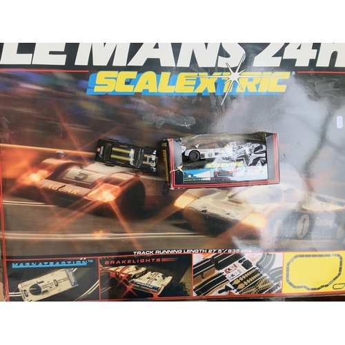 201 - A Boxed Scalextric Set. Le Mans 24 hr and 2 extra Cars. Including a Boxed Sauber Mercedes #C.468 box... 