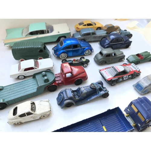 224 - A Collection of various playworn Vehicles including Sopt-on. Matchbox etc.